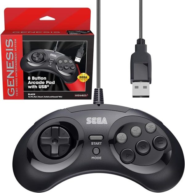 Manette Mega Drive USB - Retro-Bit - Noir