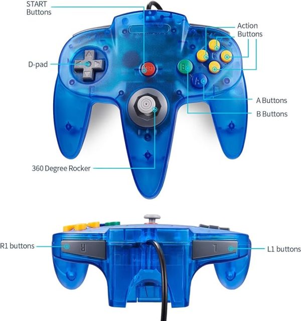 Manette Réplique N64 - Miadore - Bleu